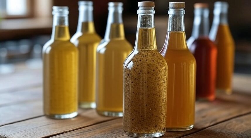 Diferentes vinagres de sidra de manzana