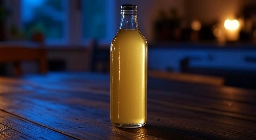 Vinagre de sidra de manzana en la noche