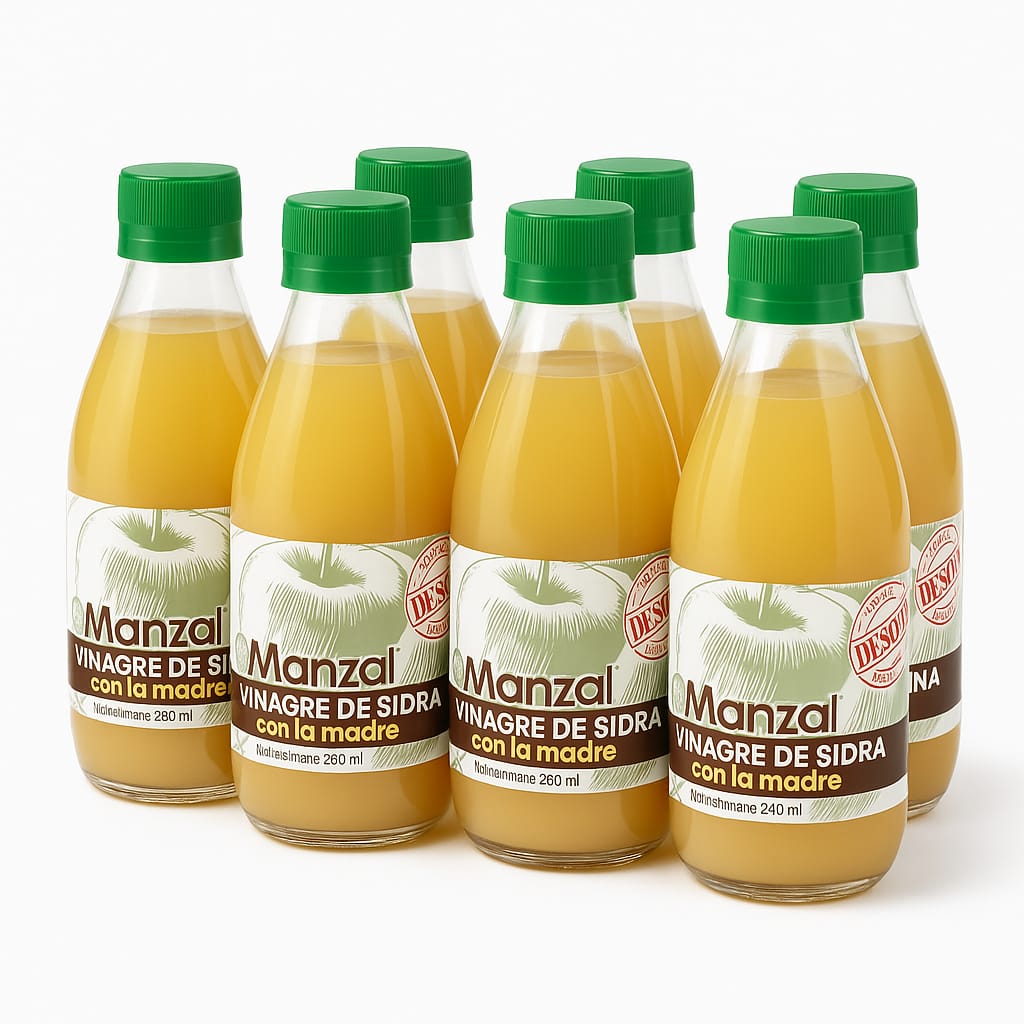Pack x6 botellas de 280 ml de vinagre de sidra de manzana Manzal