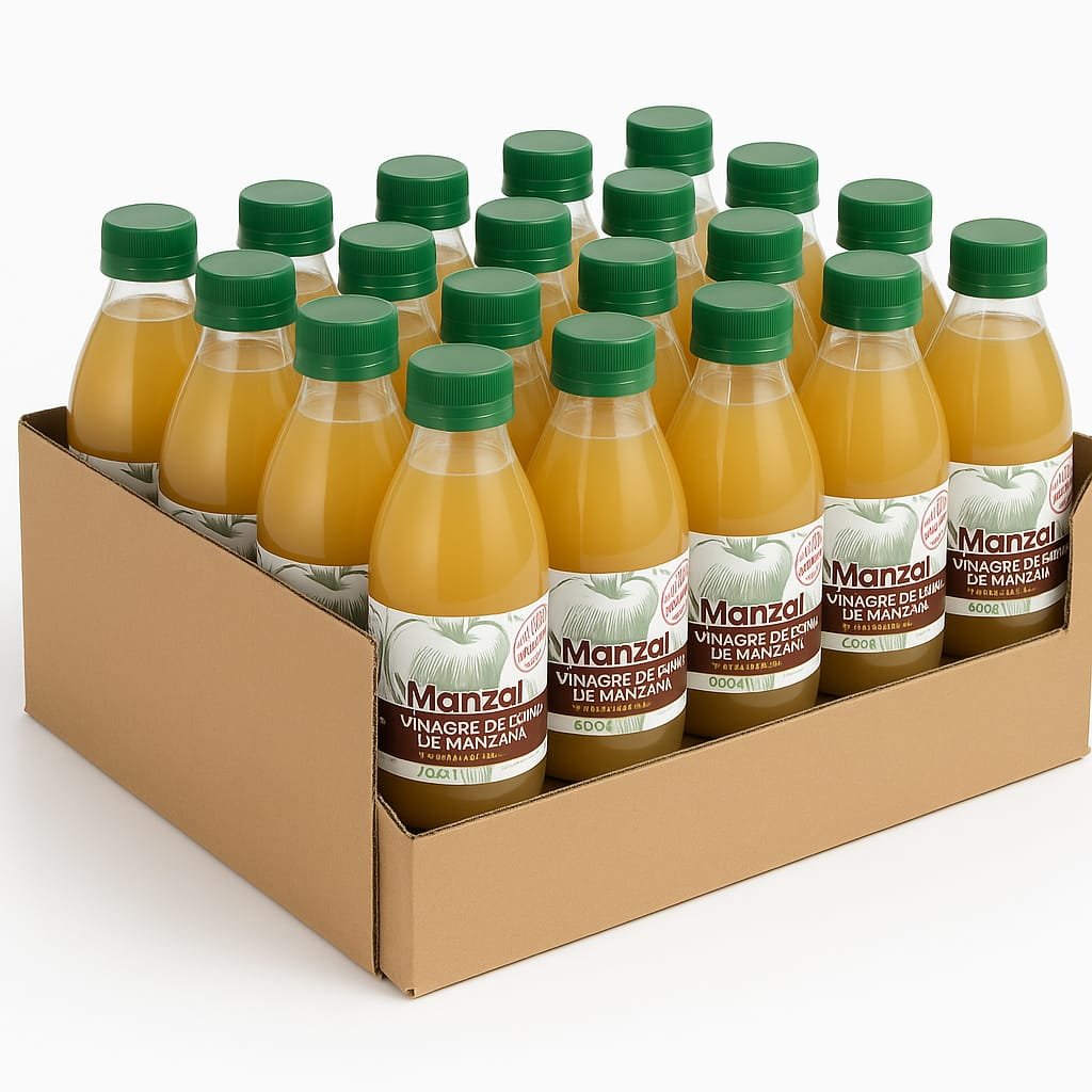 Caja de 24 botellas de vinagre de sidra de manzana Manzal